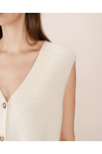 Cardigan sans manches en laine et mohair