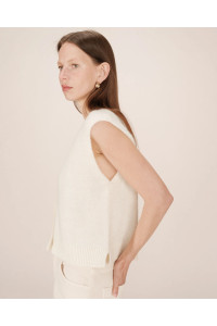 Cardigan sans manches en laine et mohair