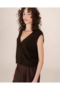 Cardigan sans manches en laine et mohair