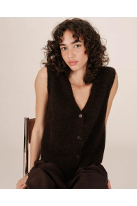 Cardigan sans manches en laine et mohair