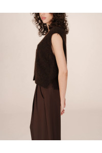Cardigan sans manches en laine et mohair