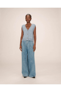 Cardigan sans manches en laine et mohair