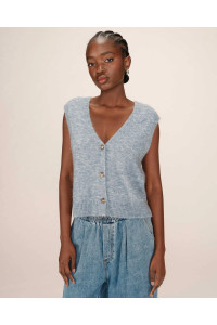 Cardigan sans manches en laine et mohair
