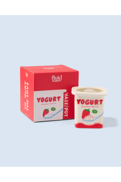 Vase cache pot yaourt fraise