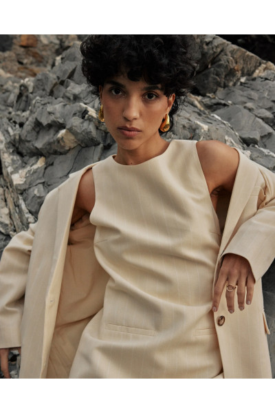 Robe courte rayée en lin