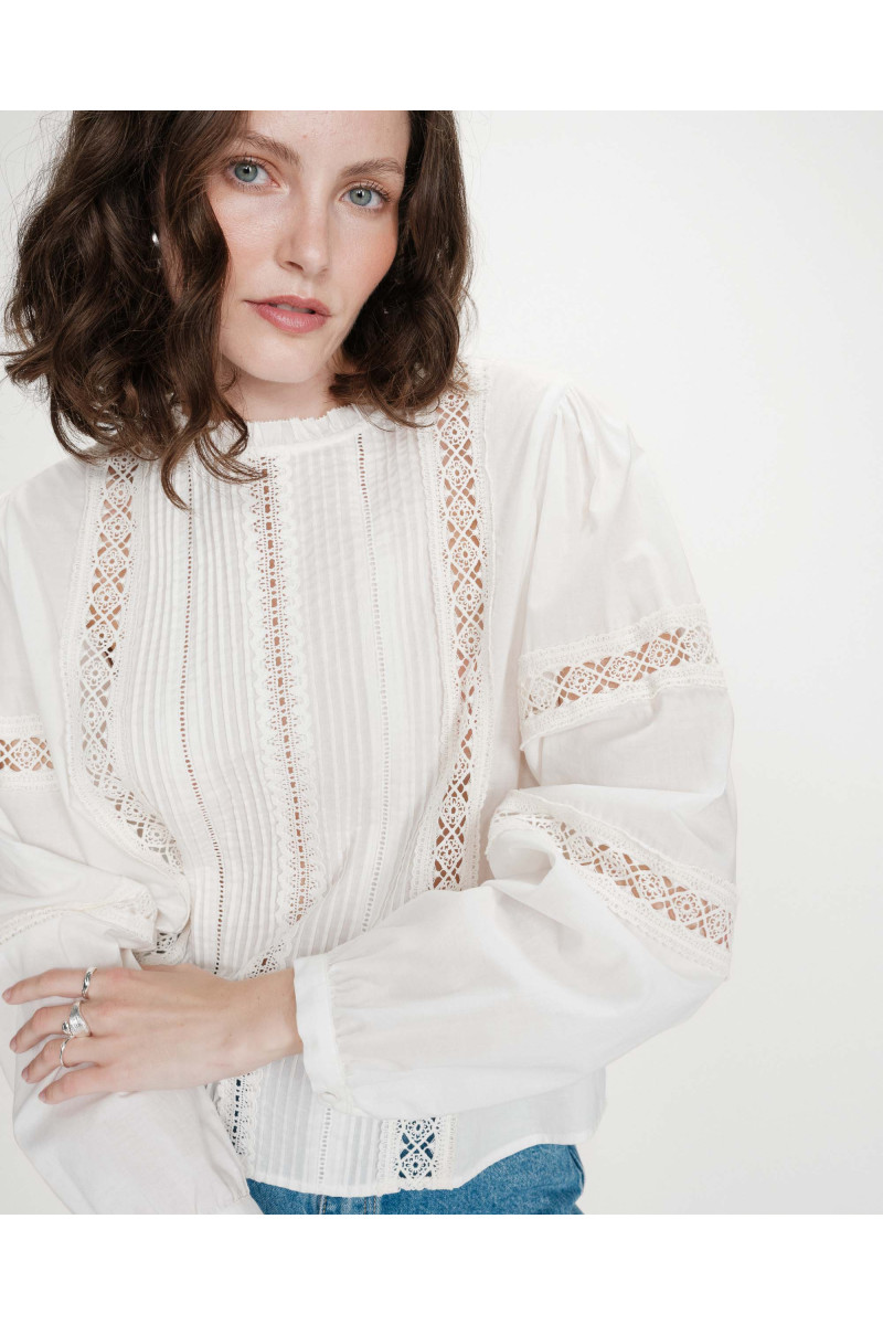 Blouse col à volant