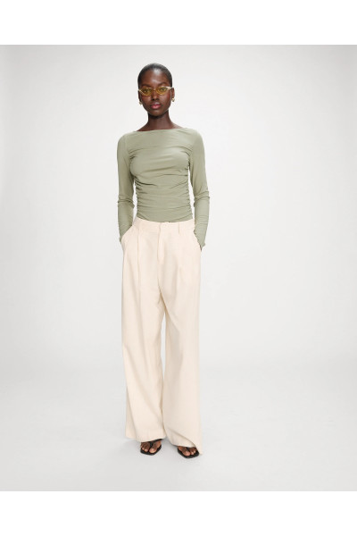 Pantalon tailleur à fines rayures