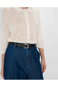Pantalon large à plis en denim