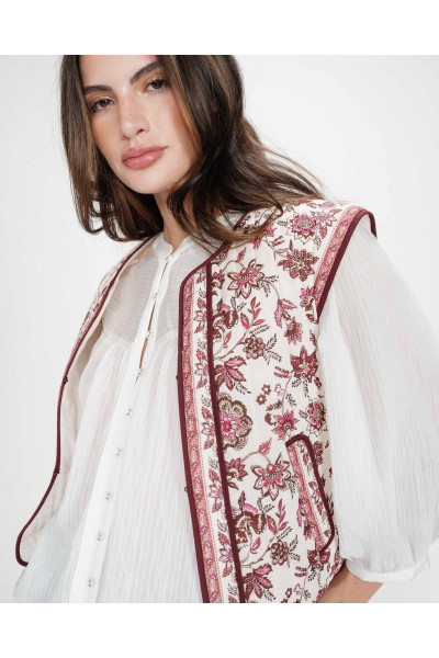 Veste sans manches à motif fleurs