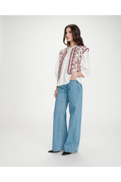 Veste sans manches à motif fleurs