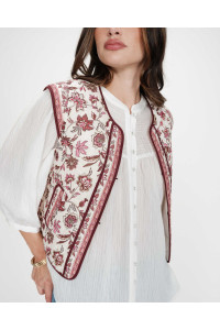 Veste sans manches à motif fleurs