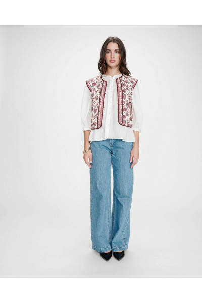 Veste sans manches à motif fleurs