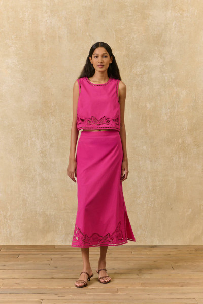 Top à bretelles avec broderies