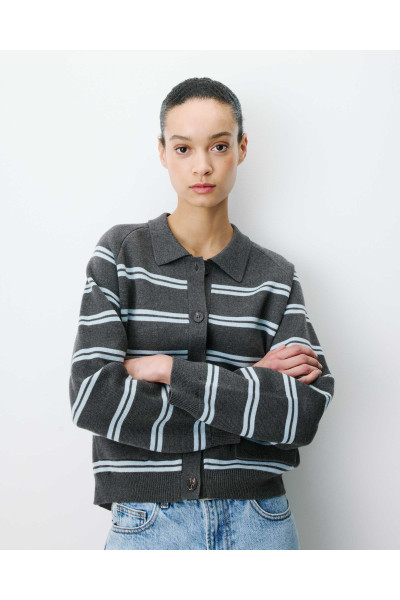 Cardigan rayé en maille