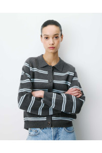 Cardigan rayé en maille
