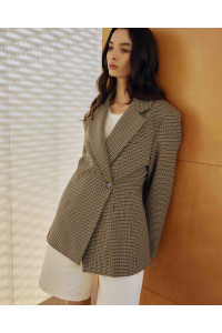 Blazer cintré à motif pied de poule
