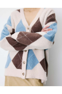 Cardigan doux à losanges
