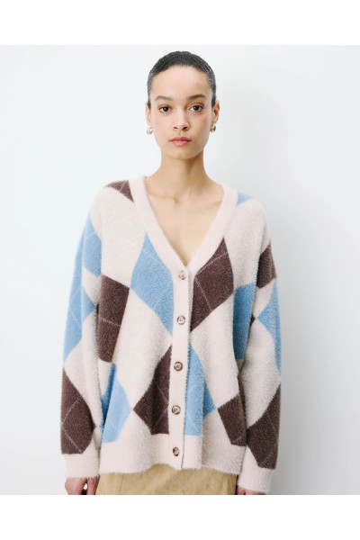 Cardigan doux à losanges