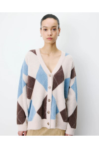 Cardigan doux à losanges