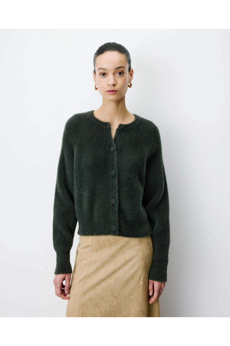 Cardigan doux col rond