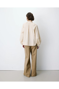 Blouse à rayures col mao à nouer