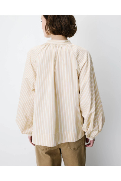 Blouse à rayures col mao à nouer