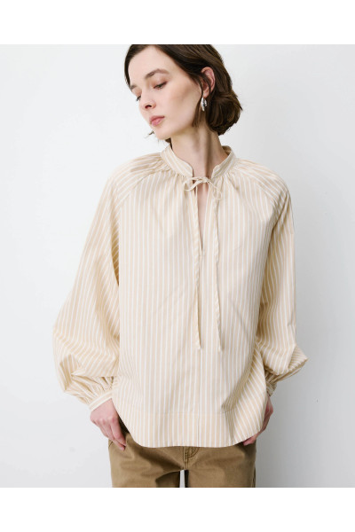 Blouse à rayures col mao à nouer