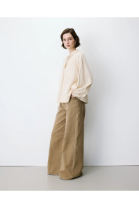 Blouse à rayures col mao à nouer