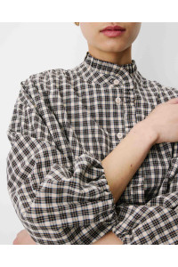 Blouse à carreaux manches bouffantes