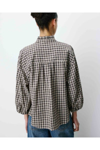 Blouse à carreaux manches bouffantes