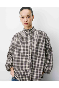 Blouse à carreaux manches bouffantes