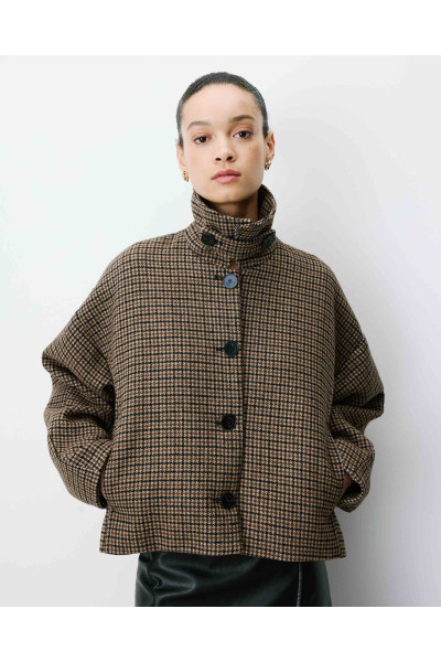 Manteau court pied-de-poule