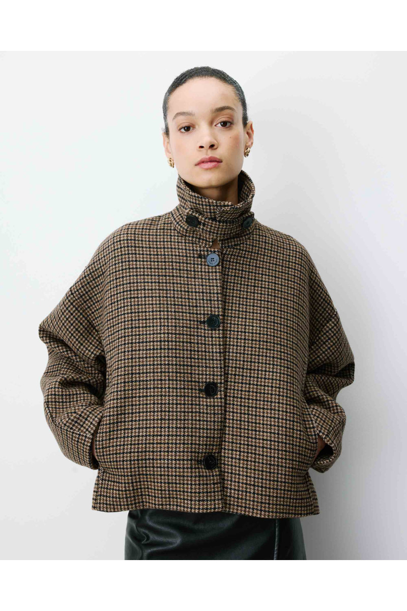 Manteau court pied-de-poule