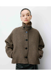 Manteau court pied-de-poule