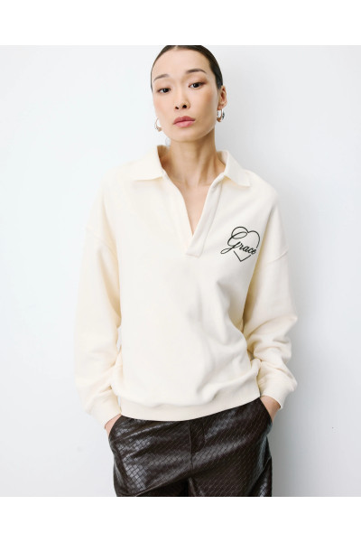 Sweatshirt oversize col polo
