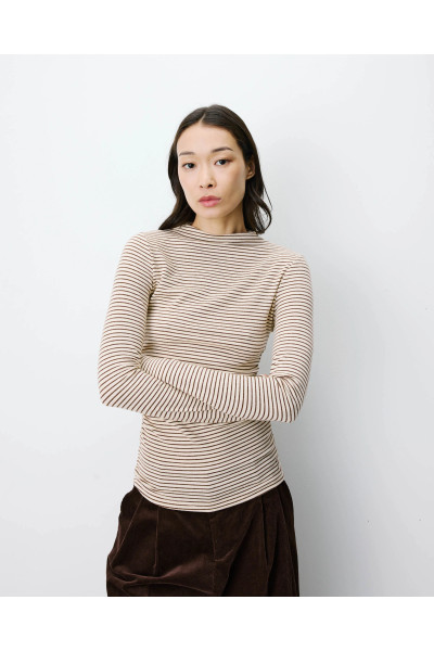 Top rayé taille froncée