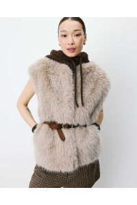 Gilet sans manches en fausse fourrure