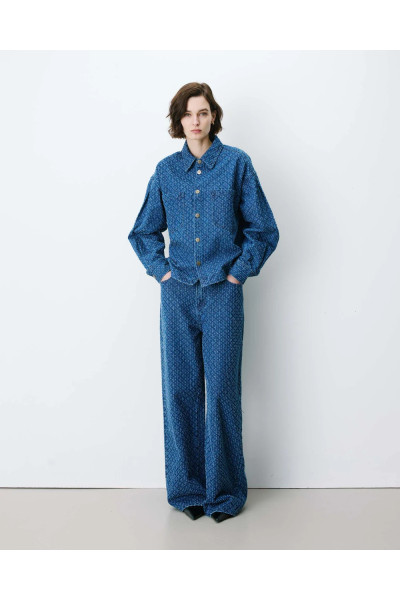 Chemise en denim à motif
