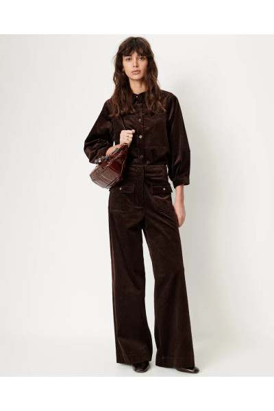 Pantalon droit en velours